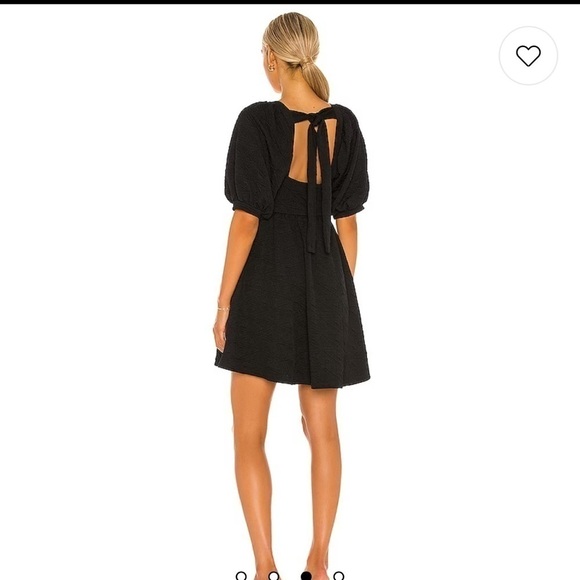 Free People Violet Mini Dress Black Textured Puff sleeve tie back size XS NWT - Picture 2 of 14